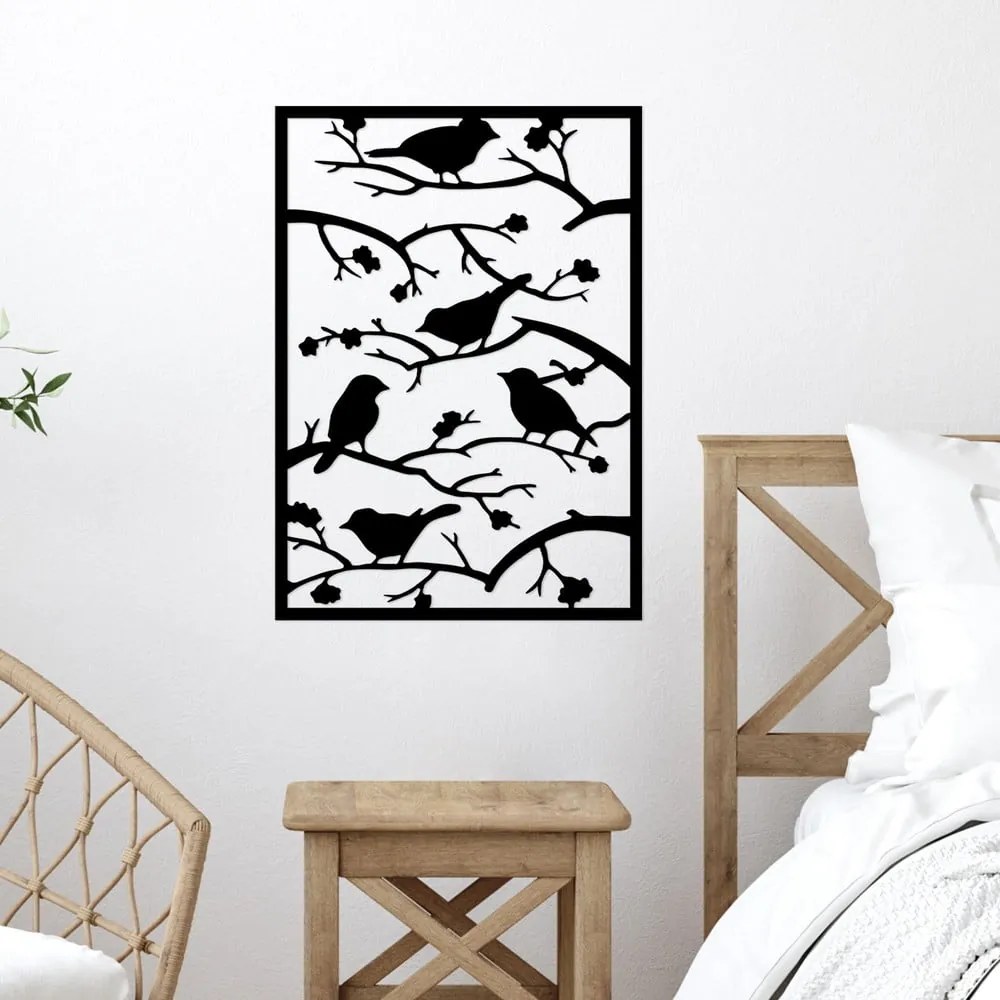 Decorațiune de perete din metal 47x66 cm Branch & Birds – Wallity