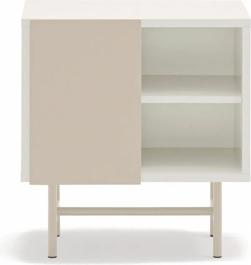 Noptieră bej/crem cu rafturi cu aspect mat Nube – Teulat