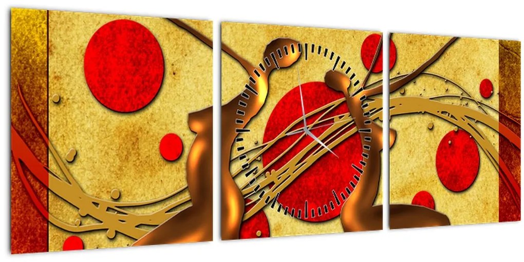 Tablou abstract cu două femei (cu ceas) (90x30 cm)