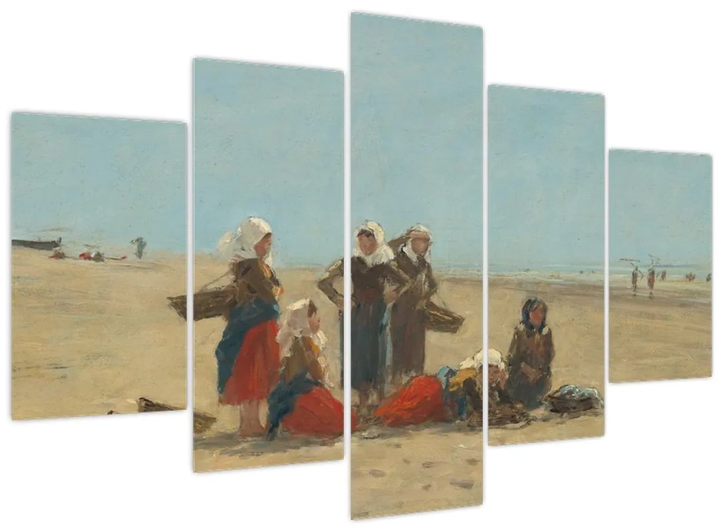 Tablou - Eugène Boudin, Women on the Beach at Berck, reproducere (150x105 cm)