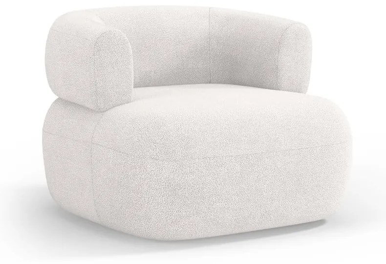 Fotoliu alb cu tapițerie din stofă bouclé Jenny – Micadoni Home
