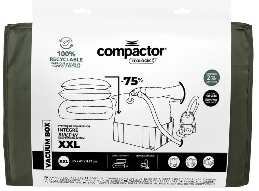 Cutie de depozitare pentru haine din material textil cu vacuum 65x45x27 cm Ecologik – Compactor