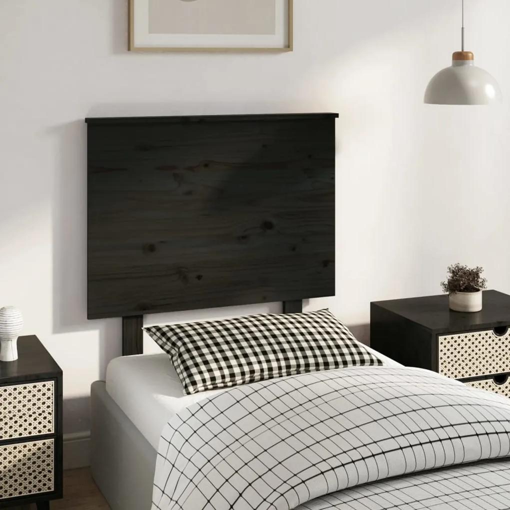 Tablie de pat, negru, 79x6x82,5 cm, lemn masiv de pin 1, Negru, 79 x 6 x 82.5 cm