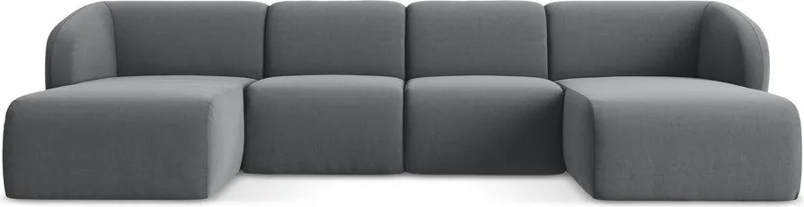 Colțar gri cu tapițerie din catifea (în formă de "U") Lani – Makamii