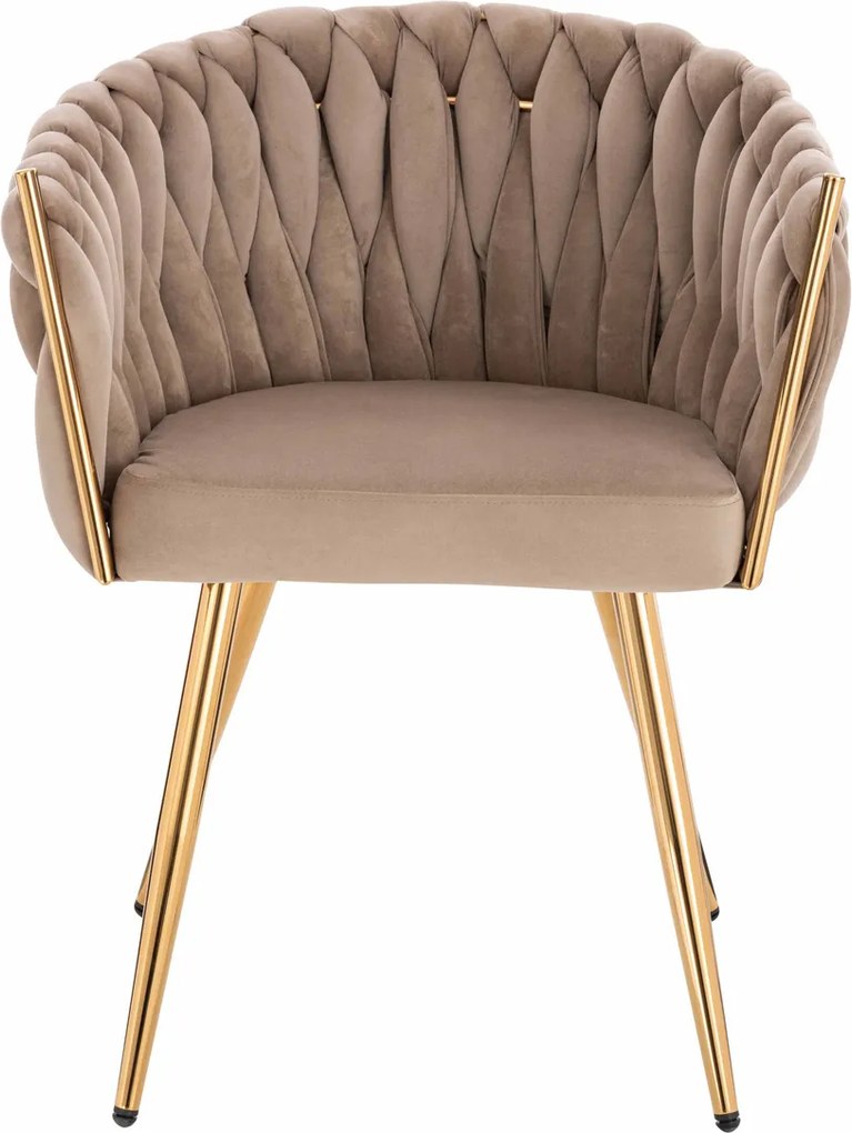 HR750 Scaun cu picioare Aurie Latte din Catifea