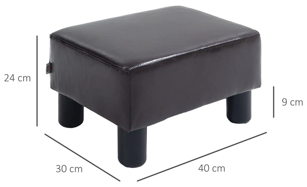 HOMCOM Taburet Otoman din Piele Artificială, Dreptunghiular, pentru Living, 40x30x24cm | Aosom Romania