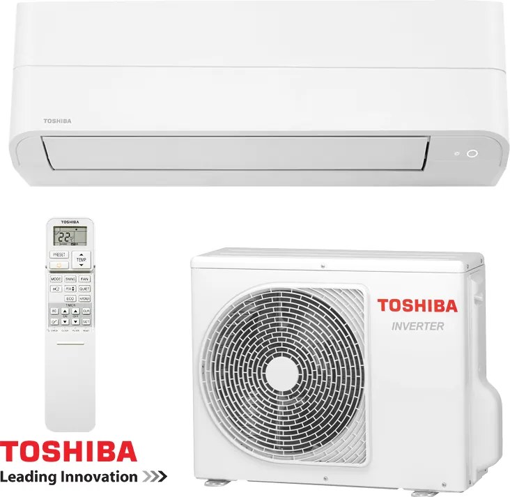 Aparat de aer condiționat cu invertor Toshiba Essento RAS-B24B2KV2G-E + RAS-24B2AVG-E2, 24.000 BTU, 45 m², R-32, A++, alb