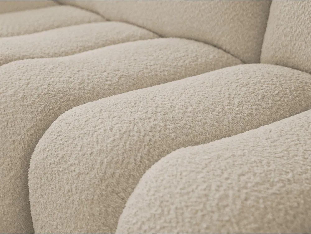 Colțar bej cu tapițerie din țesătură bouclé (cu colț pe partea stângă/cu șezlong) Azra – Bobochic Paris