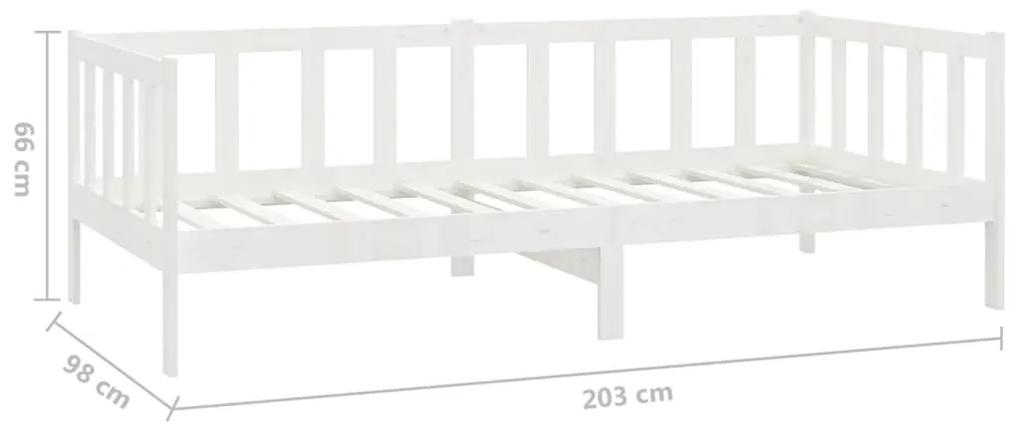 Pat de zi cu saltea, alb, 90x200 cm,lemn masiv de pin Alb