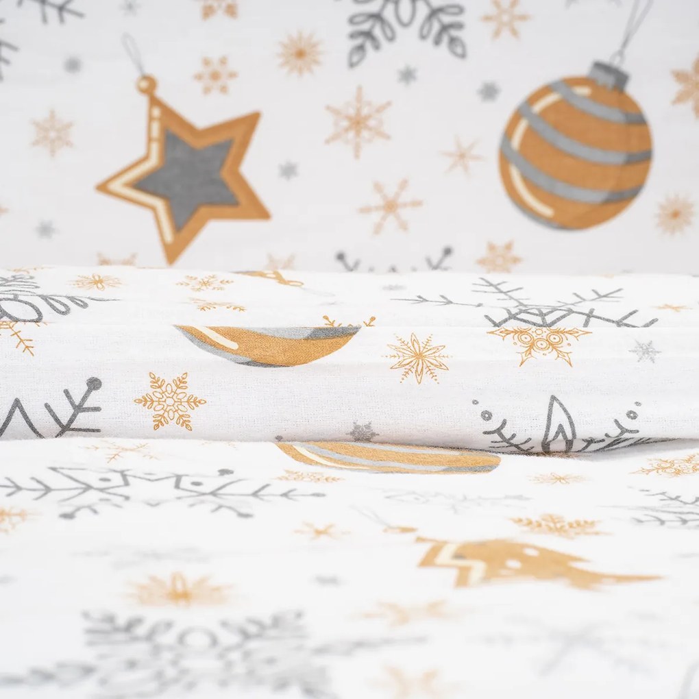 Lenjerie de pat din flanel 4Home Golden XmasNight, 140 x 200 cm, 70 x 90 cm, 140 x 200 cm, 70 x 90 cm