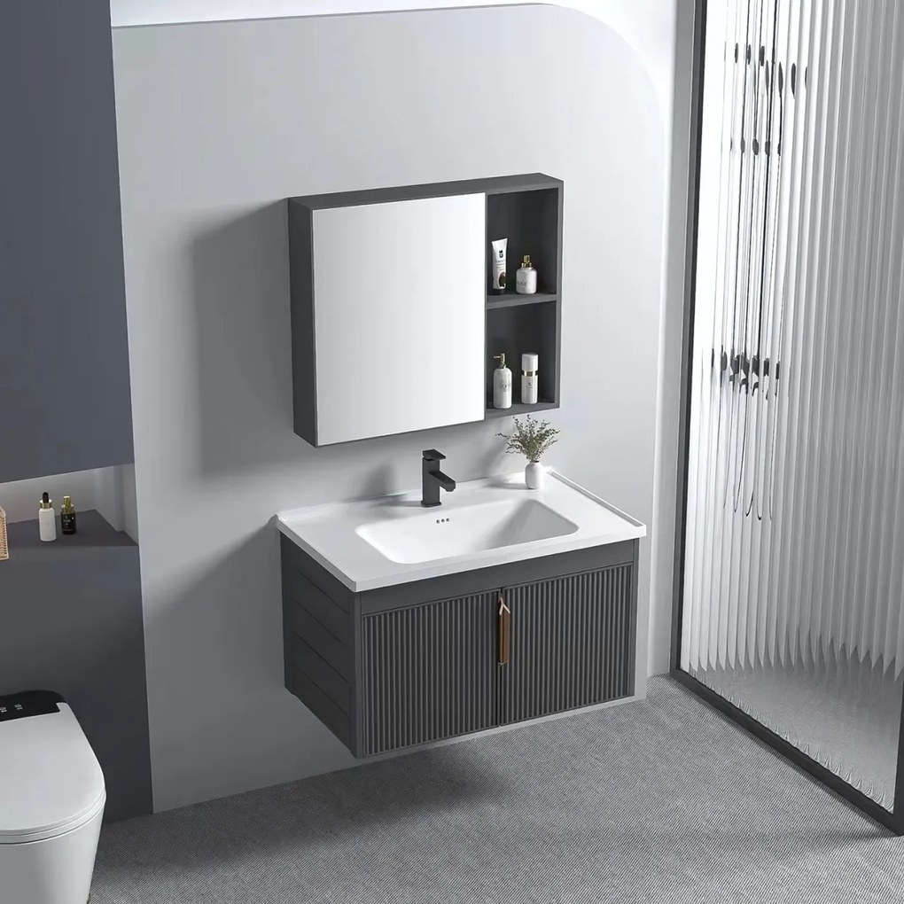 Set mobilier de baie cu lavoar Astor 60cm Grey