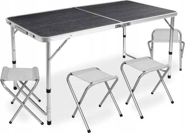 Masă de camping pliabilă cu scaune - set pentru drumeții pentru 4 persoane Maro