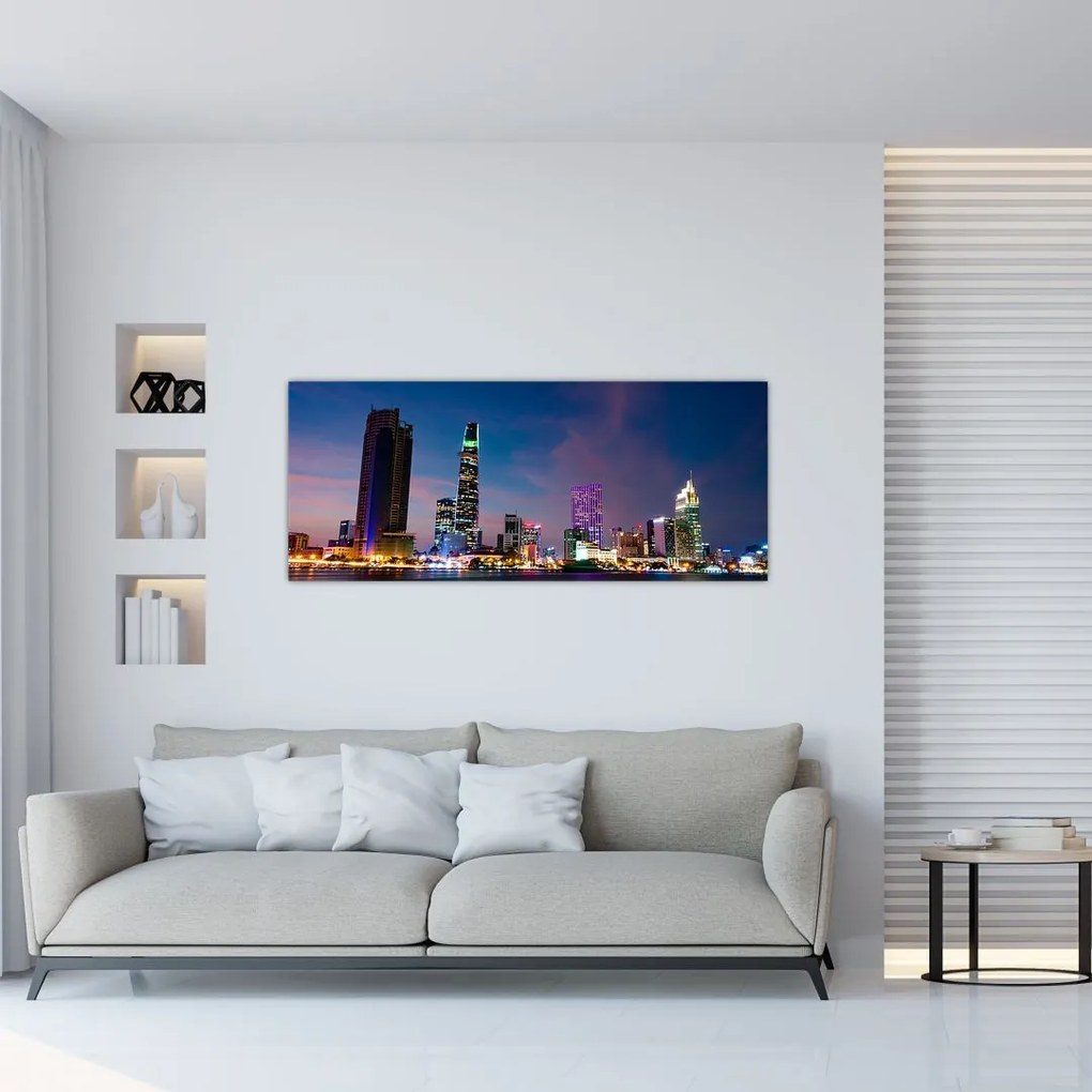 Tablou orașului nocturn (120x50 cm)