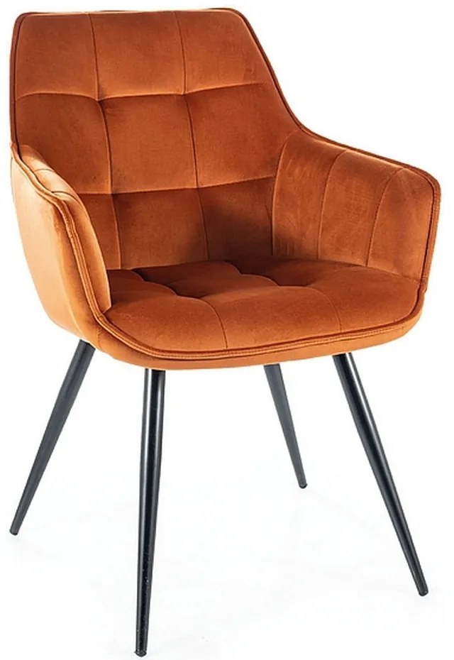 Scaun de bucaterie Lilia Velvet, portocaliu/negru