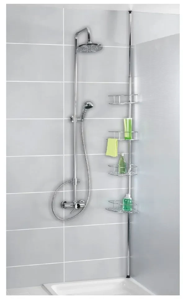 Raft pentru baie argintiu lucios de colț telescopic din oțel inoxidabil Dolcedo – Wenko