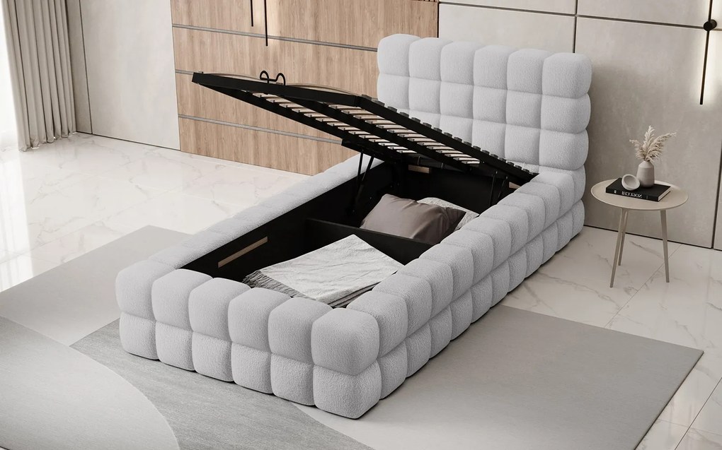 Pat lemn masiv Tapitat Tetrix Personalizabil 90x200 cm - Touch 18