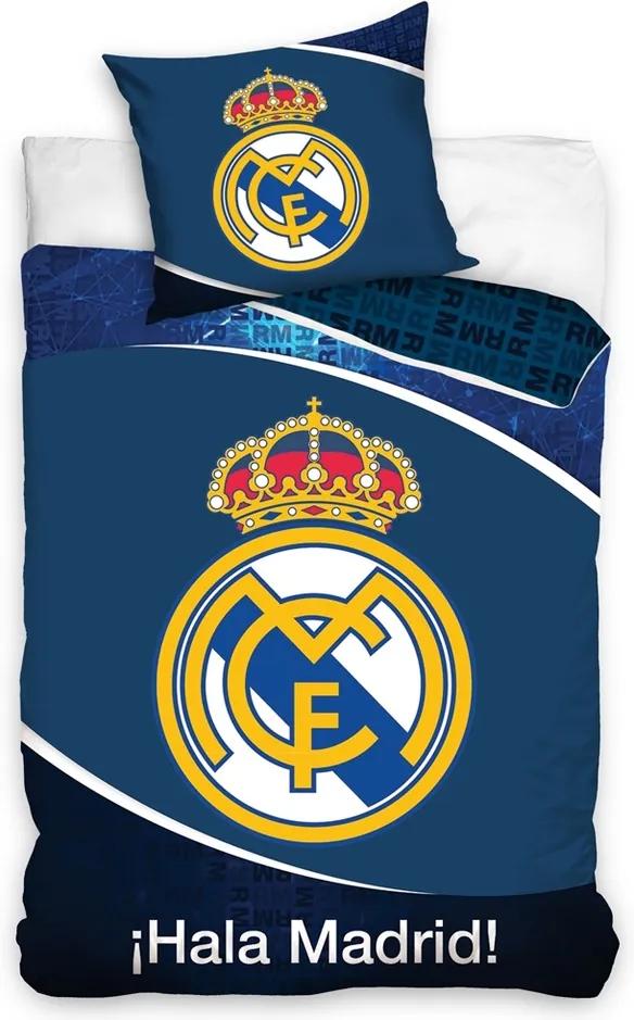 Lenjerie de pat Real Madrid Dark Blue, din bumbac, 140 x 200 cm, 70 x 90 cm