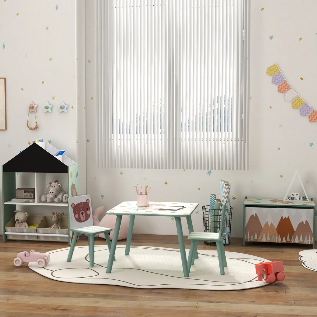 ZONEKIZ Cutie de depozitare, cutie de jucării, capac, design drăguț, Verde | Aosom Romania