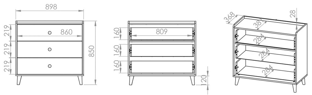 Comodă cu sertare Marla 90 cm - nisip deșert / palladium gri