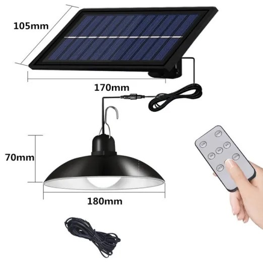 Lustră solară LED reglabilă pe cablu LED/1,8W/3,7V IP44 6500K 1600 mAh + telecomandă