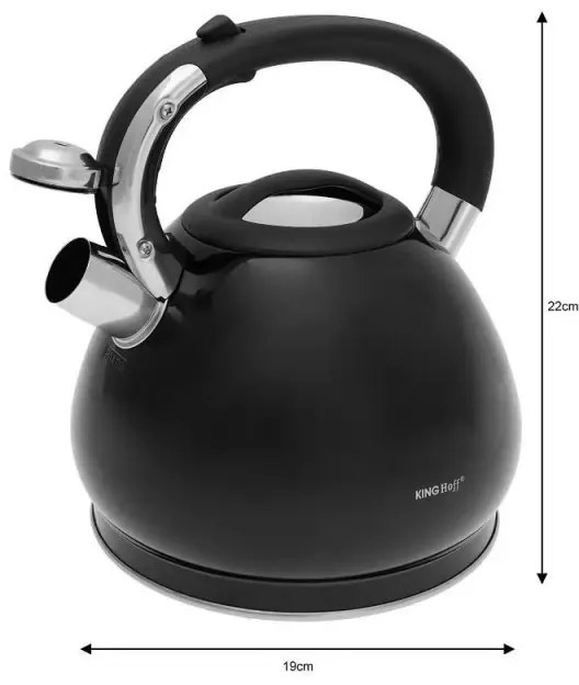 Ceainic cu fluier Kinghoff KH 1221, 3,4 l, Efect marmura, Inductie, Negru