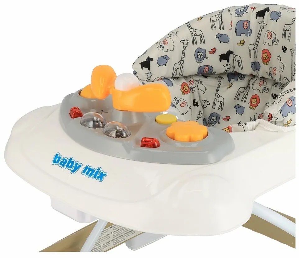Baby Mix Walker pentru copii cu volan și roți dinsilicon maro deschis, 50 x 44 x 50 cm