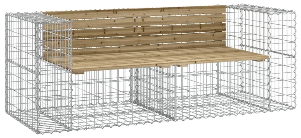 3196238 vidaXL Bancă de grădină cu gabion, 184x71x65,5 cm, lemn pin impregnat