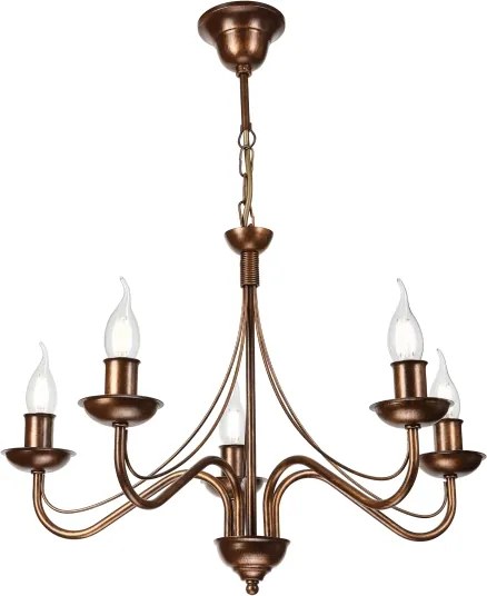 Candelabru ANTON cu lanț, 5 x E14 / 15W / 230V, bronz