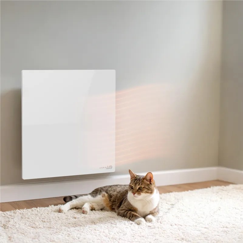 Convector electric de perete AENO AGH0011S, 500W, 12 m², LED, Wi-Fi, Senzori de inclinare si cadere, IP24, Alb