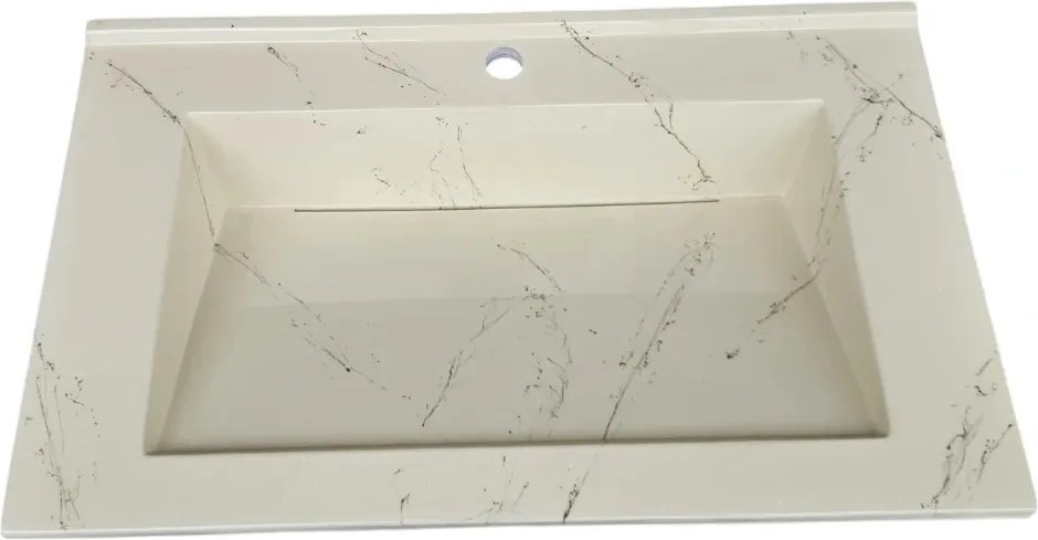 Lavoar(chiuveta) baie compozit granit, cu sifon ascuns, HouseXL LuxMarble, 61x47 cm, montaj pe blat sau masca, antibacterian, aspect marmurat