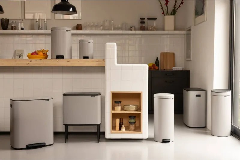 Cos de gunoi Brabantia Bo Touch 1010456, 2x30 l, Deschidere lina si silentioasa, Gri