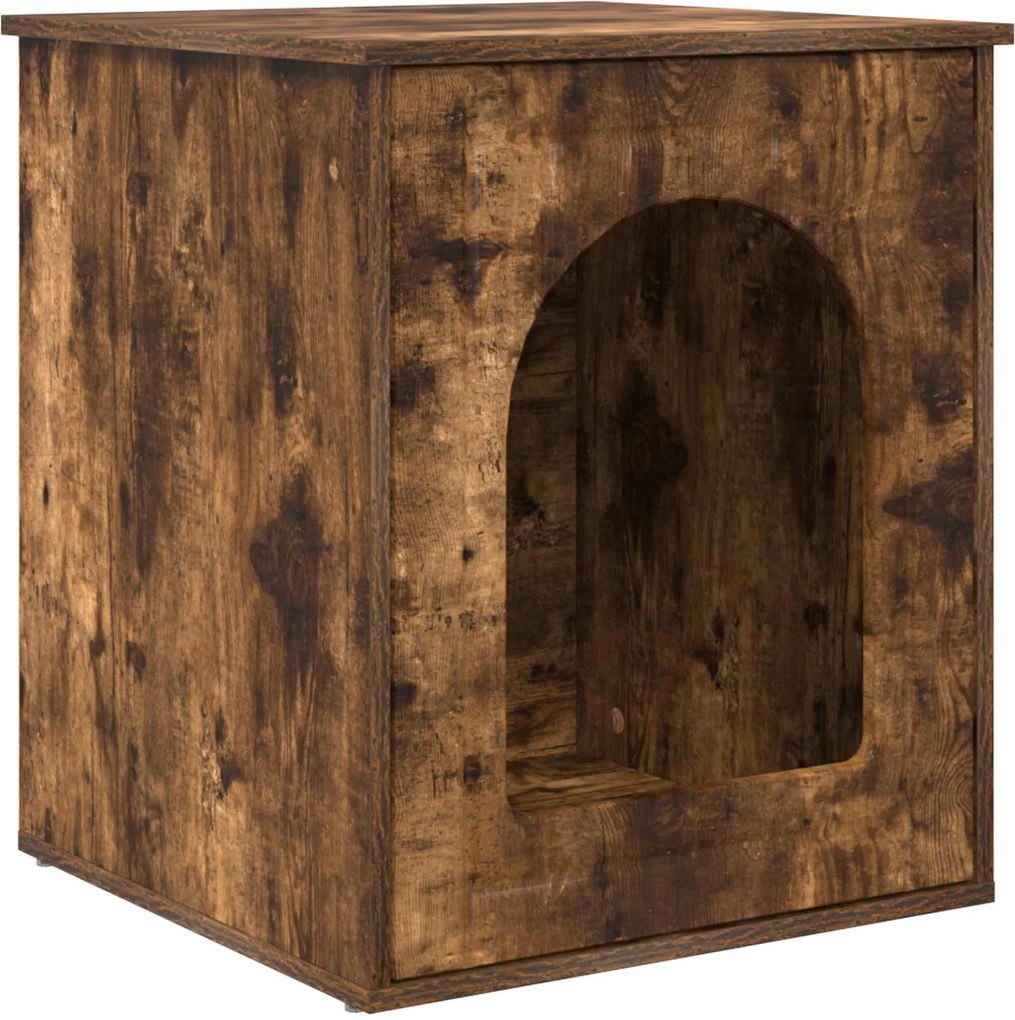 vidaXL Casa pentru pisici Stejar fumuriu 53 x 52 x 62 cm Lemn compozit