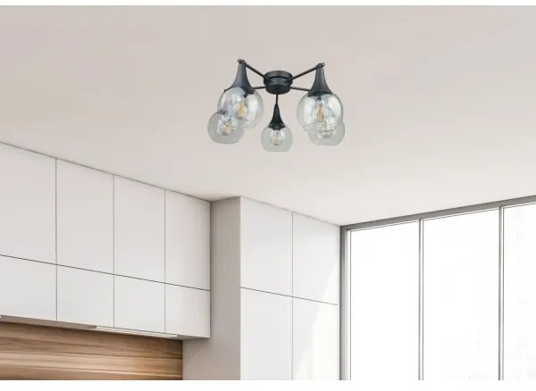 Lustră aplicată STAR 5xE27/60W/230V negru/transparent