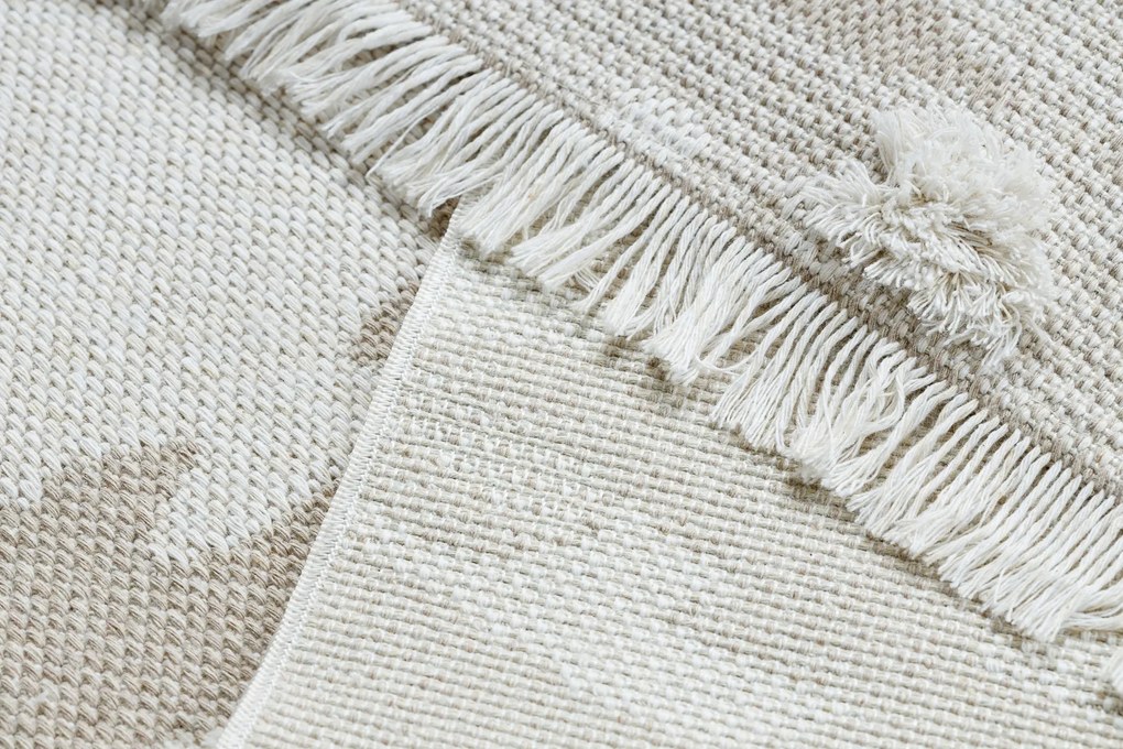 Covor ECO SISAL MOROC 22331 Absztrakció, boho franjuri - structural bej / cremă