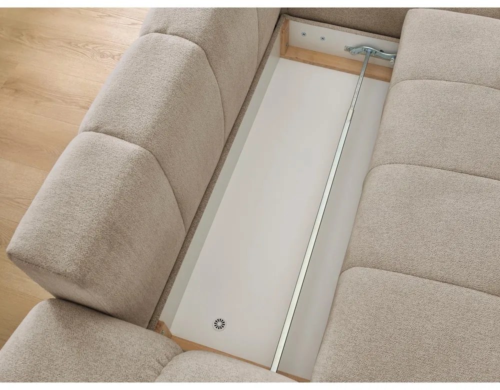 Colțar taupe extensibil/cu spațiu de depozitare cu tapițerie din chenille (cu colț pe partea dreaptă/cu șezlong) Everest – Bobochic Paris