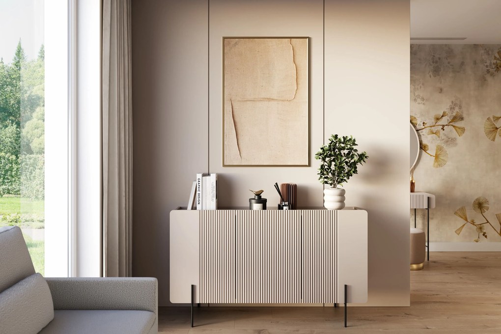 Comodă cu trei uși Malmi 150 cm - cașmir / picioare negre