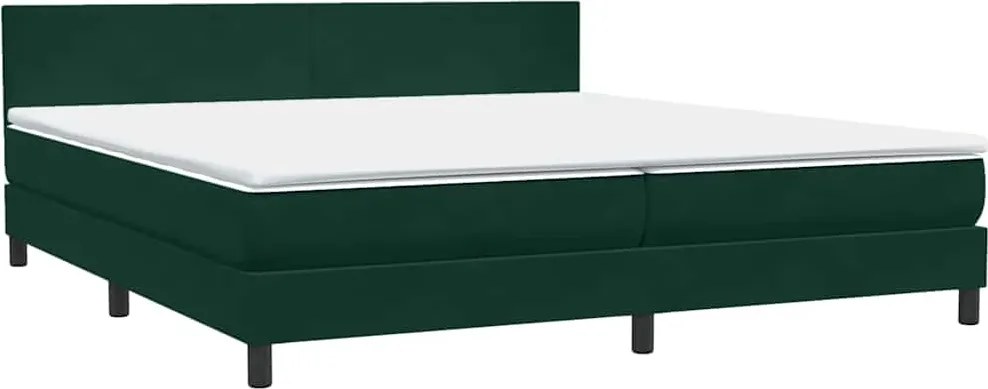 vidaXL Pat box spring cu saltea, verde închis, 180x220 cm, catifea