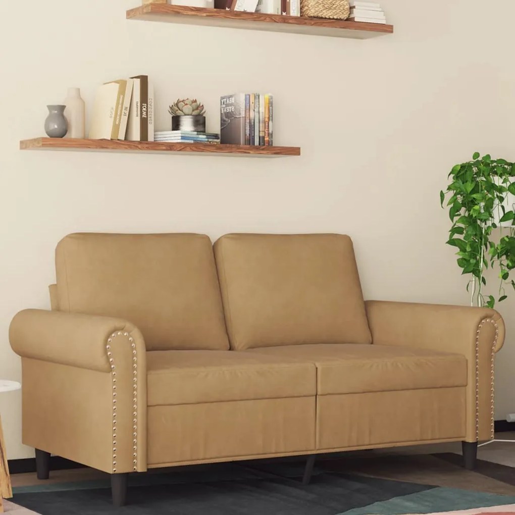 vidaXL Canapea cu 2 locuri, maro, 120 cm, catifea