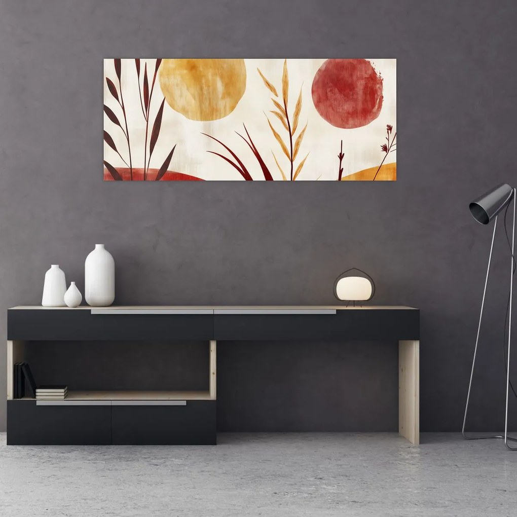 Tablou - Plante și cercuri (120x50 cm)