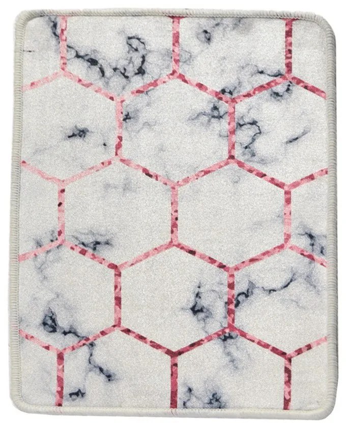 Covoraș de baie alb/gri 60x40 cm Honeycomb - Foutastic