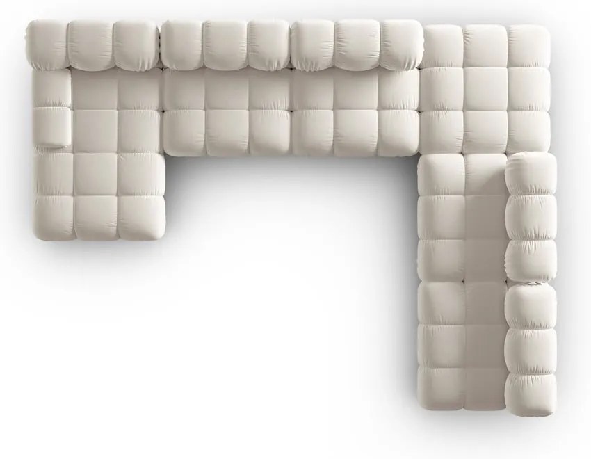 Colțar modular bej cu tapițerie din catifea (cu colț pe partea dreaptă/în formă de "U") Bellis – Micadoni