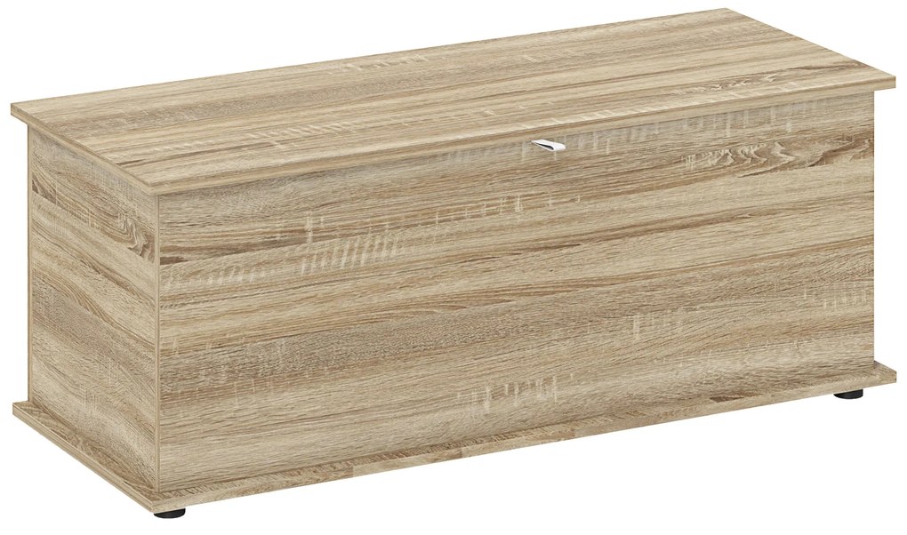HOMCOM Cutie de depozitare, banc de depozitare cu capac rabatabil și balamale de siguranță, 100 x 40 x 40 cm, natural | Aosom Romania
