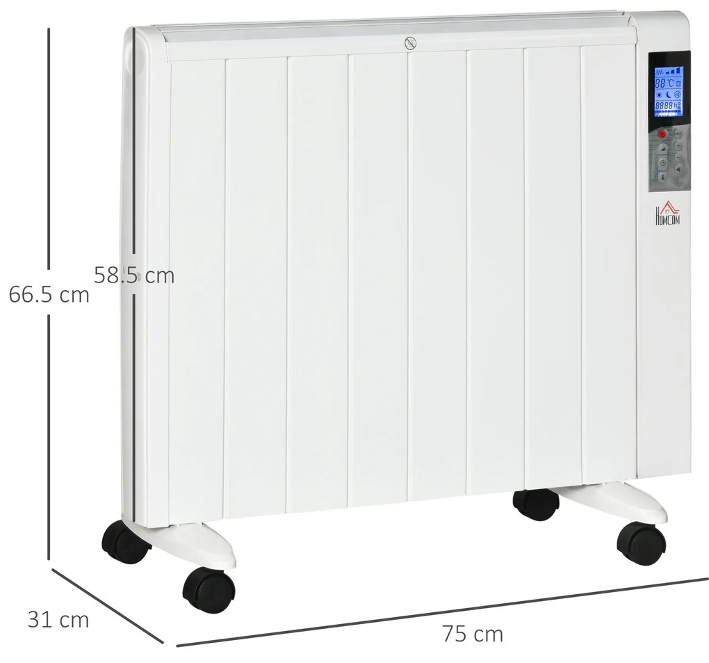 Incalzitor cu conventie, incalzire silentioasa, portabil sau montat pe perete cu detectarea deschiderii ferestrei HOMCOM | Aosom Romania
