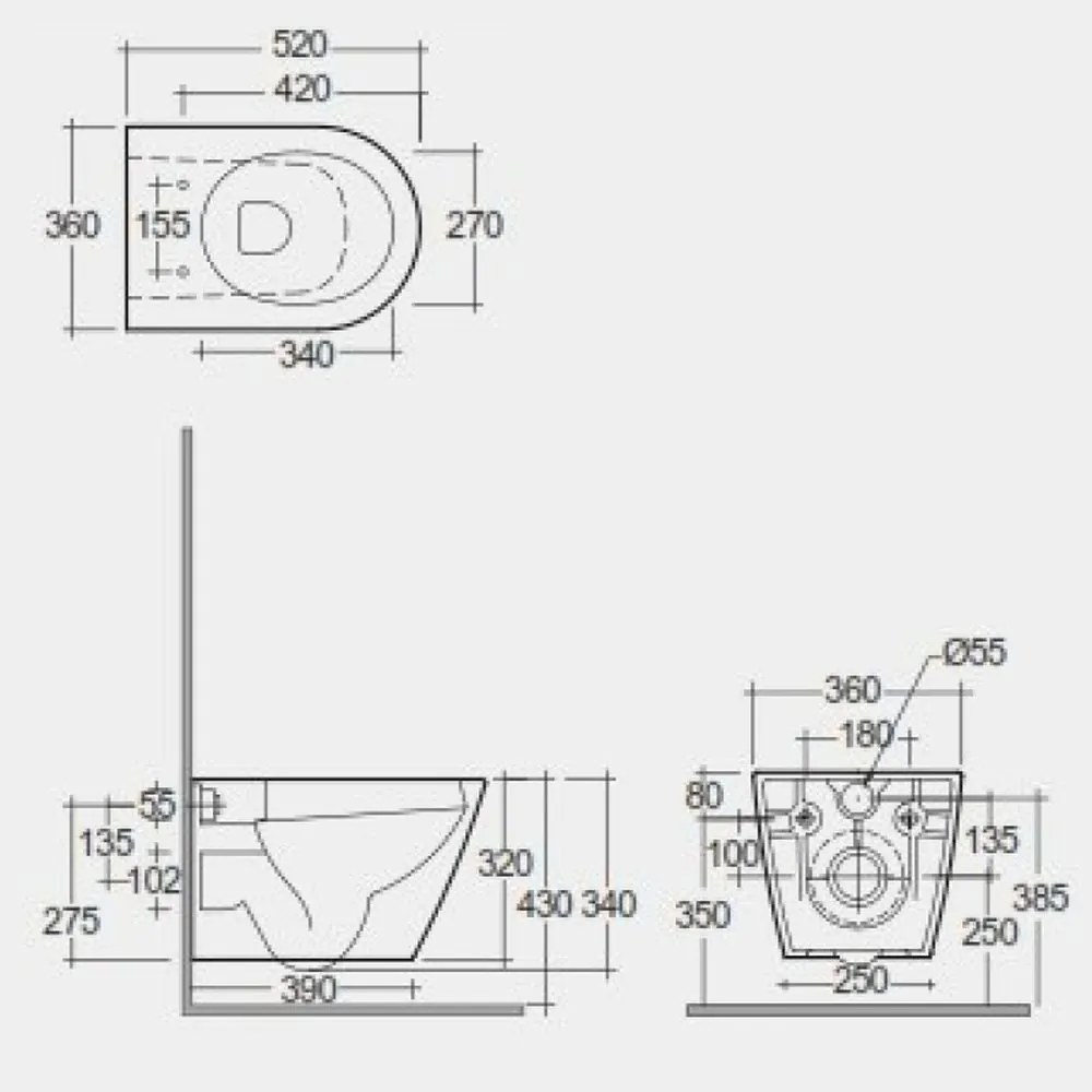 Vas wc suspendat rimless gri mat, RAK Feeling Gri mat