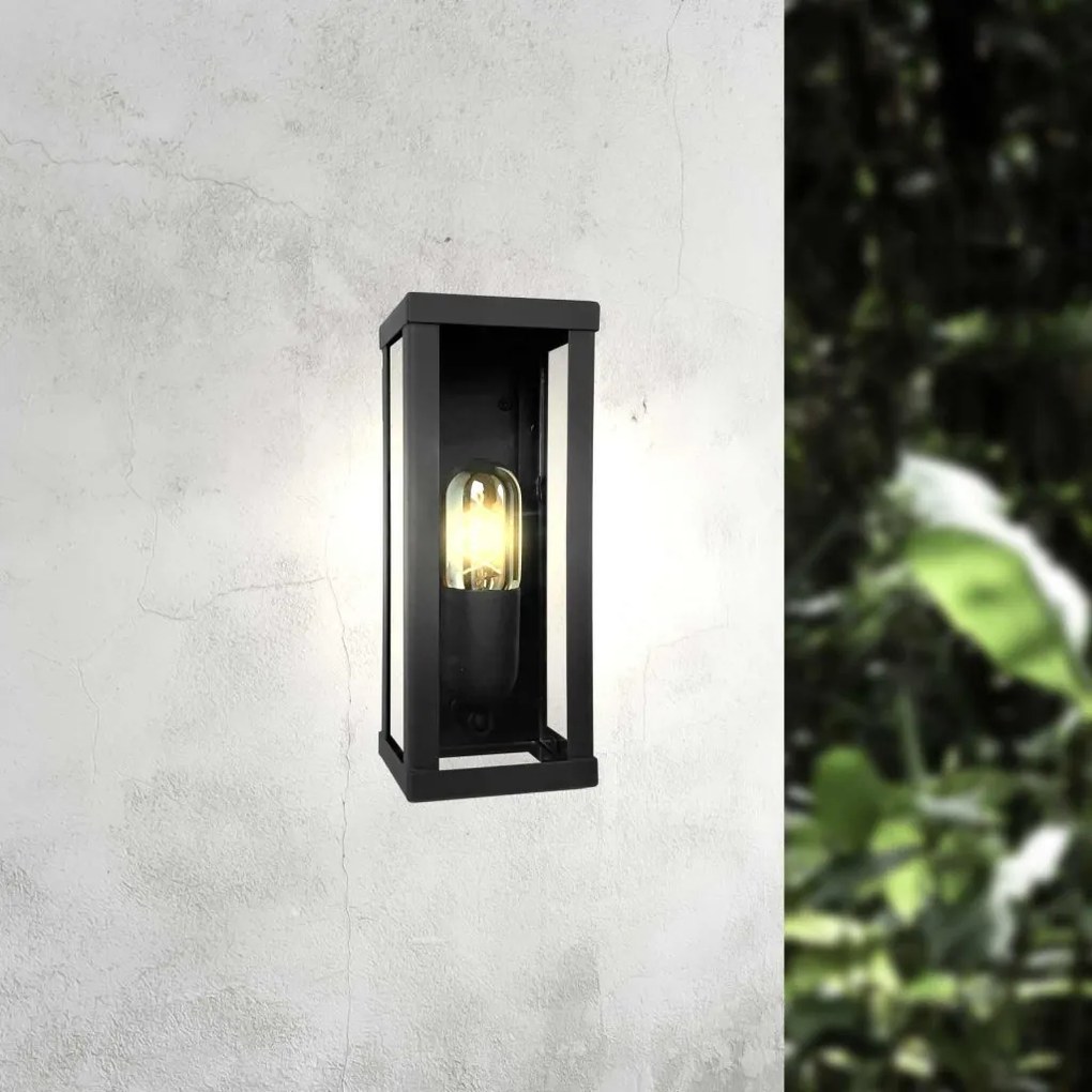Aplica de perete exterior din otel negru Lantern