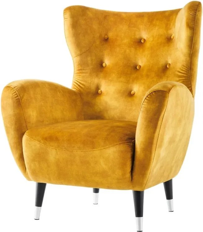 Fotoliu Clasic, Tesatura Catifea, Galben Mustra, Don A-45971 VC