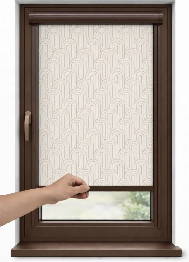 Roletă Premium cu arc, fără lanț – Material textil ROYAL 5002, casetă și ghidaje aluminiu