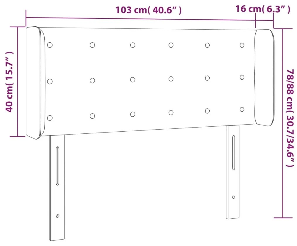 Tablie de pat cu LED, crem, 103x16x78 88 cm, textil 1, Crem, 103 x 16 x 78 88 cm