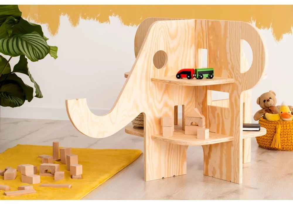 Bibliotecă pentru copii în decor de pin în culoare naturală 90x60 cm Elephant - Adeko