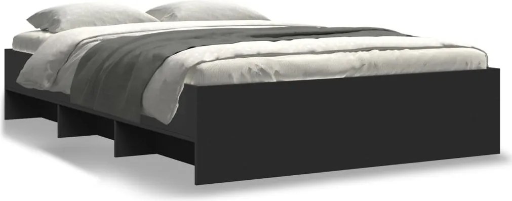 vidaXL Cadru de pat, negru, 140x190 cm, lemn prelucrat